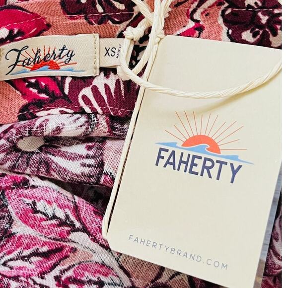 Faherty Pacifica Linen Blend Wrap Skirt Floral Rose Dessert Women's Size XS NWT - Picture 8 of 10